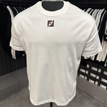 OUTLET ÜRÜNÜ İthal Fendi Merserize Kumaş T-shirt (Beyaz)