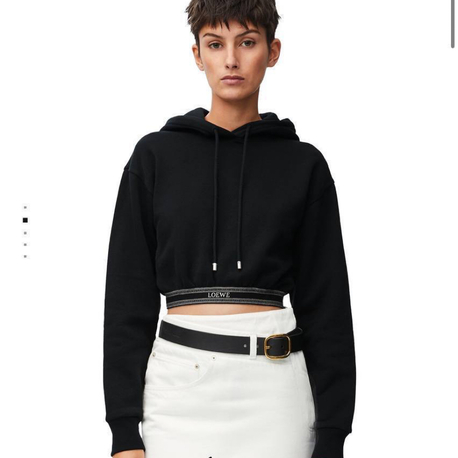 KADIN LOEWE Crop Kapüşonlu Sweat (Siyah)-5177-