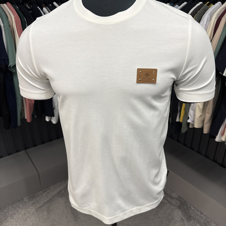İthal  Loro Piano T-shirt  Kırışmayan Kumaş (15053-Beyaz)