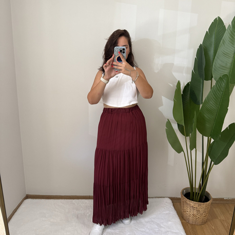 Bordo Pileli Etek♥️