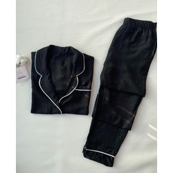 Puantiyeli Siyah Pijama Takımı