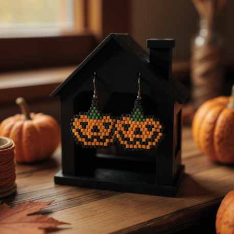 Cadılar Bayramı / Halloween Sevimli Hayalet Balkabağı  Temalı Küpe