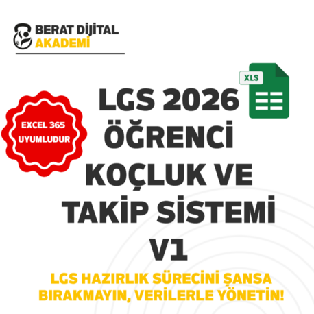 LGS 2026 Öğrenci Koçluk ve Takip Sistemi V1 (Excel)