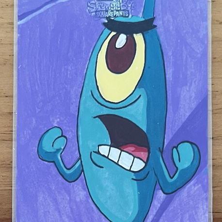 Sponge Bob - Topps Chrome - Plankton 1/1 imzalı sketch kart
