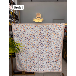 Renkli Çiçek Desen Bambu Kraş Eşarp (9 Renk) 1057