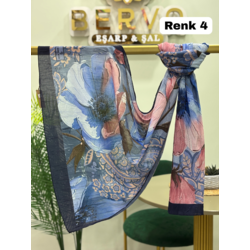 Çiçek Desen Bambu Kraş Şal (14 Renk) 1082