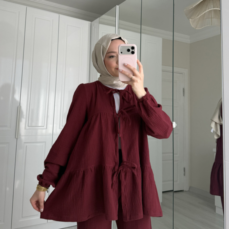 Müslin takım bordo