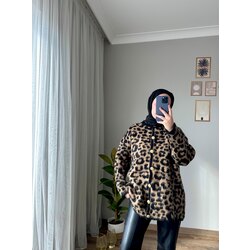 Kahve Leopar Hırka