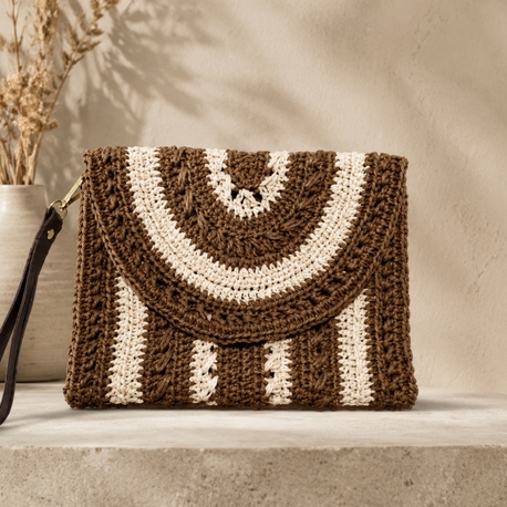 Desenli hasır clutch çanta