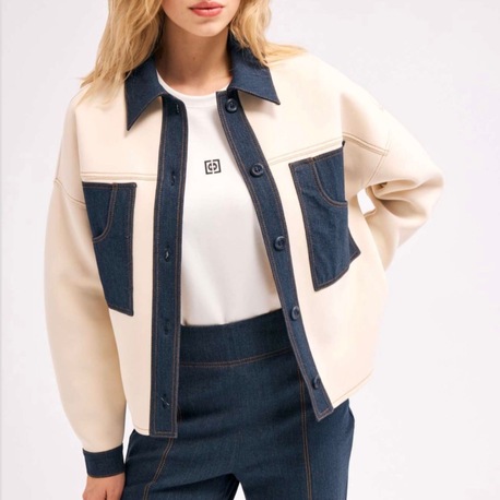 Denim Detaylı Ceket Diagonal