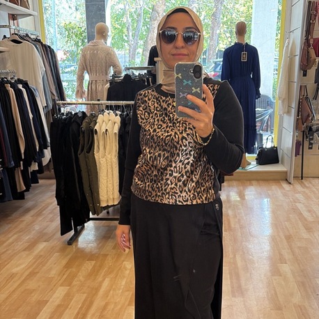 Leopar Desen Triko Twomail