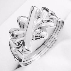 925k silver 4 band KING design puzzle ring