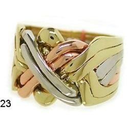 14k SOLID TRICOLORED GOLD 8 BAND PUZZLE RING