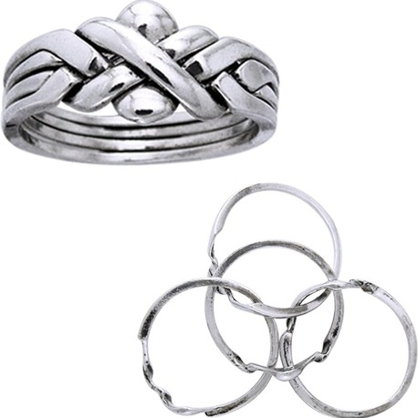 925k silver 4 band puzzle ring 