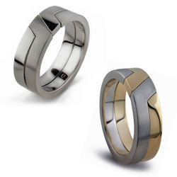 14k white or white and yellow gold unity 2 band puzzle ring
