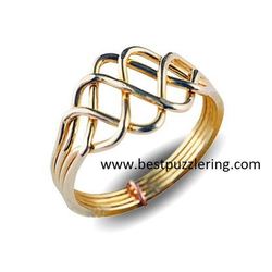 14k solid yellow gold  4 band princess puzzle ring 