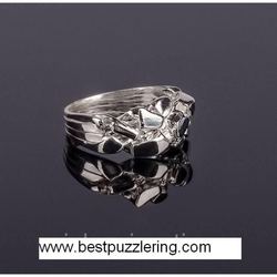 4 band NUGGET puzzle ring 925k sterling silver