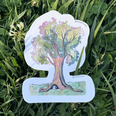 Büyük Boy Tekli Sticker - Misafirli Ağaç