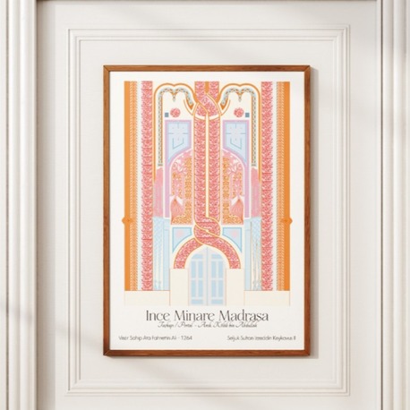 İnce Minare Medrese Taçkapı Poster -  "Motif" Serisi - Konya Temalı Mimari Poster