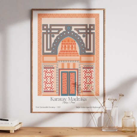 Karatay Medrese Taçkapı Poster -  "Motif" Serisi - Konya Temalı Mimari Poster