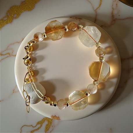 No. 925 / The Sun’s Alchemy Bracelet - Ham Sitrin & Geometrik Kuvars Özel Tasarım Bileklik