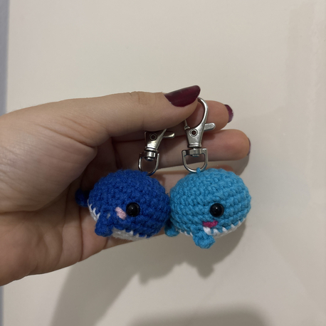 Açık Mavi Amigurumi Balık Çanta Charmı & Anahtarlık
