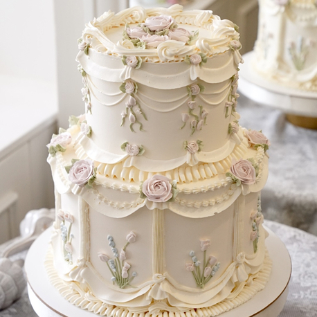 Soft Vintage Engagement Cake