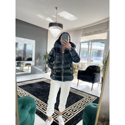 şişme parlak haki mont