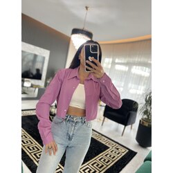 kuşgözü detaylı crop gömlek 