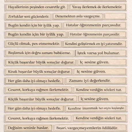 Türkçe anlamlı kelimeler a5 etiket