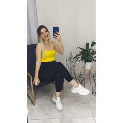 Sarı ip askılı crop