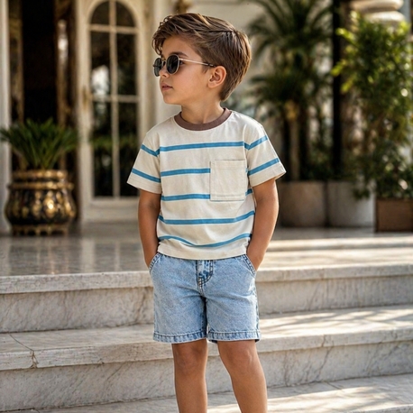 Denim şortlu takım 