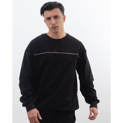 ÜÇ İPLİK ŞARDONLU SİYAH ÇİZGİLİ SWEATSHIRT