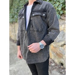 Siyah Oversize Kot Gömlek Ceket 