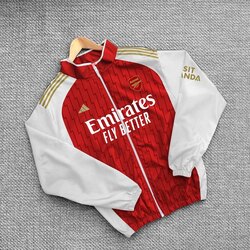 Unisex Arsenal Baskılı, Su Geçirmez, Paraşüt Kumaş, Oversize Yağmurluk