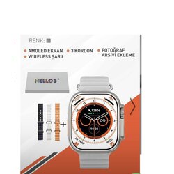 Hello Watch3+ Plus Amoled Akıllı saat 2.02 inç AMOLED EKRAN, Pusula Smartwatch Android IOS için 4GB 