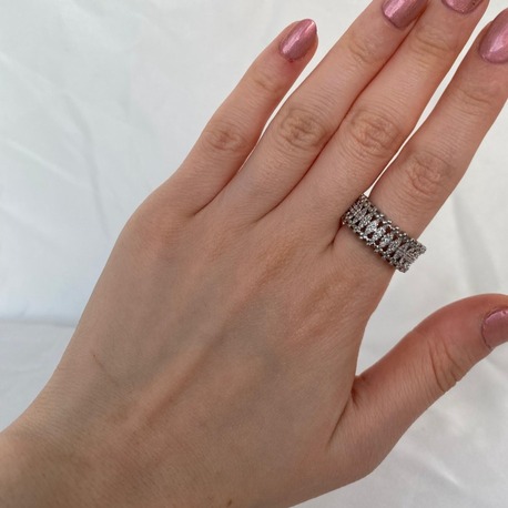  İki Sıra Taşlı Silver Yüzük