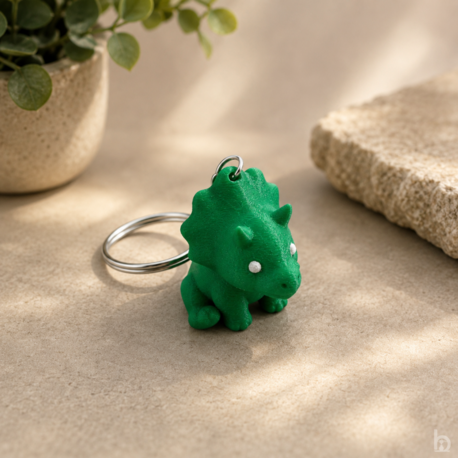 Renkli Mini Triceratops Figür Anahtarlık – Dinozor
