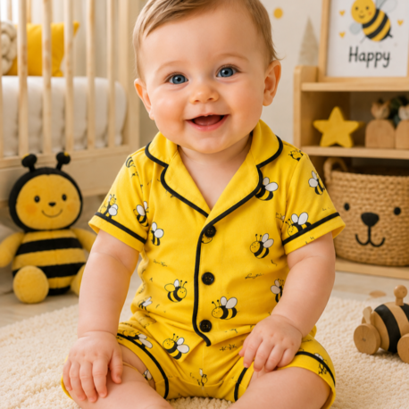 Arılı Şortlu alt üst bebek pijama takımı
