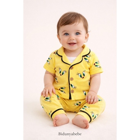 Civciv desenli 2’li bebek pijama takımı