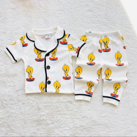 Twetty baskılı alt üst bebek pijama takımı