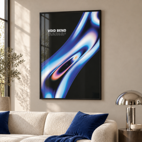 VOID BEND – Mavi Krom Görünümlü Soyut Poster