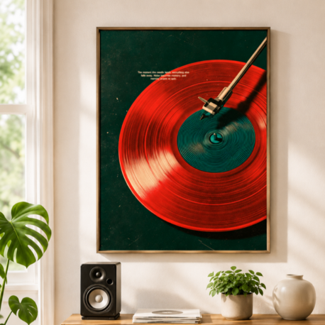 NEEDLE DROP – Kırmızı Plaklı Retro Müzik Posteri