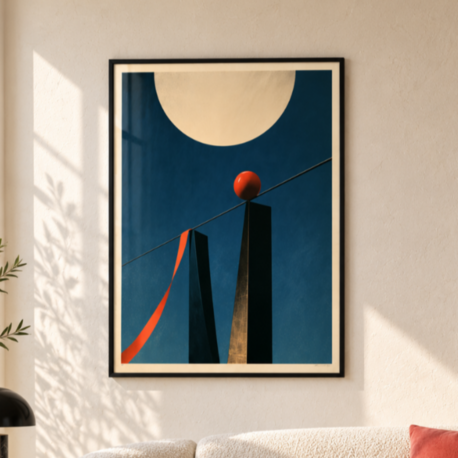 HIGH WIRE – Sürreal Sirk ve Geometrik Poster