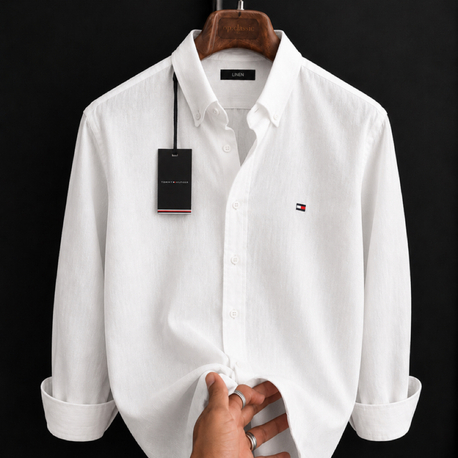Tommy Hilfiger-Beyaz-Keten Gömlek-Yazlık
