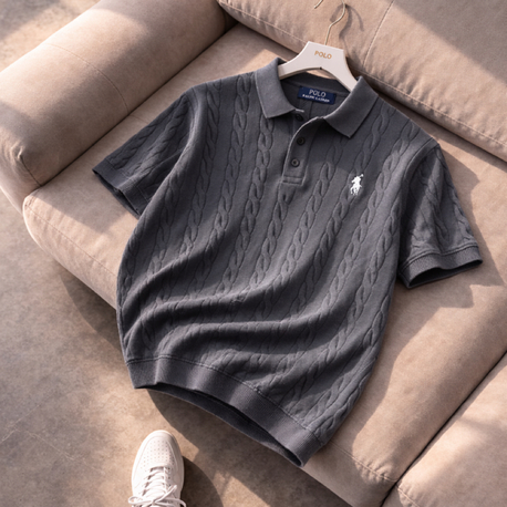 Polo Ralphlauren-Gri-Örgü-Triko Döküm-Yakalı 