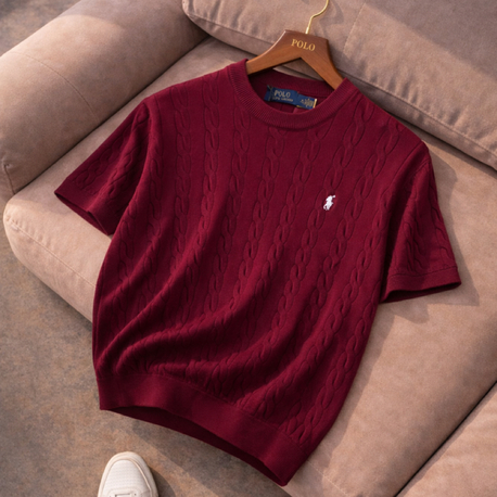 Polo Ralphlauren-Bordo-Örgü-Bisiklet Yaka-Triko Döküm- 