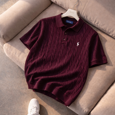 Polo Ralphlauren-Bordo(Mürdüm)-Örgü-Triko Döküm-Yakalı 