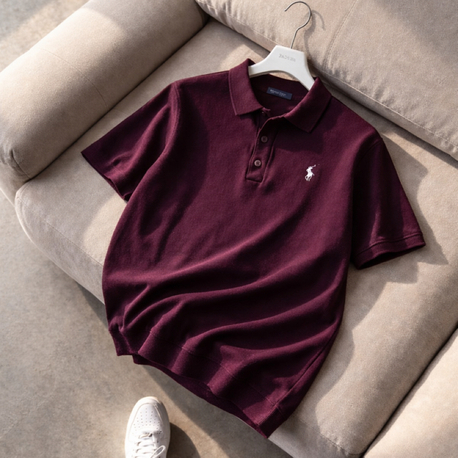 Polo Ralphlauren-Düz-Bordo-Triko Döküm-Yakalı 