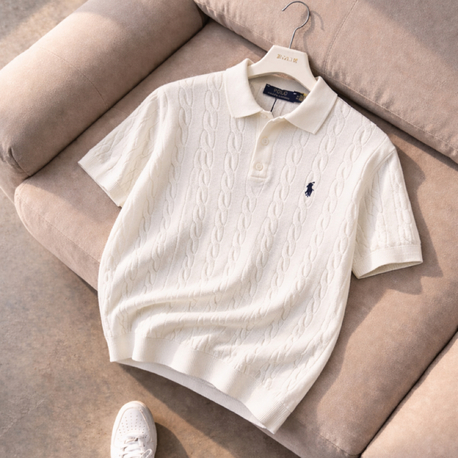 Polo Ralphlauren-Ekru Beyaz-Örgü-Triko Döküm-Yakalı 